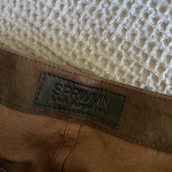 SPRWMN Women’s Leather straight-leg pants Brown Size S Button Fly Pants - Picture 6 of 10